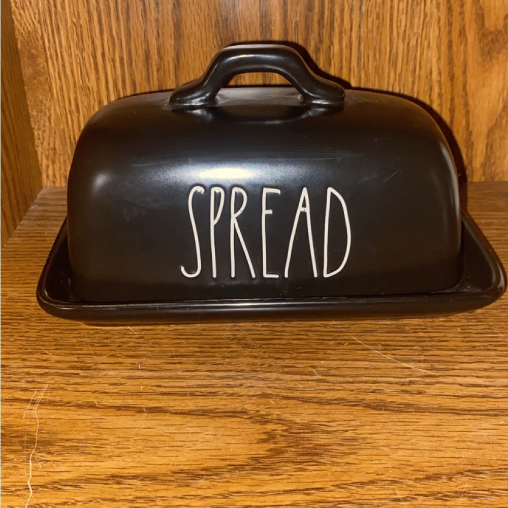 Rae  Dunn black spread butter dish